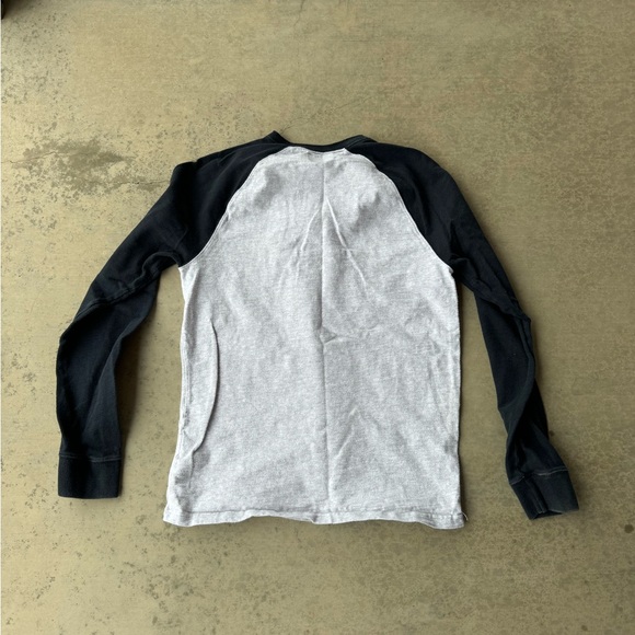 Men's Black and Gray Long Sleeve Henley Shirt - Picture 2 of 3